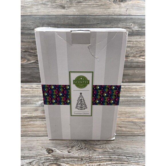 Scentsy All Aglow Small Gold Christmas Tree Pine Gold Metal Wax Warmer In Box - Picture 10 of 10